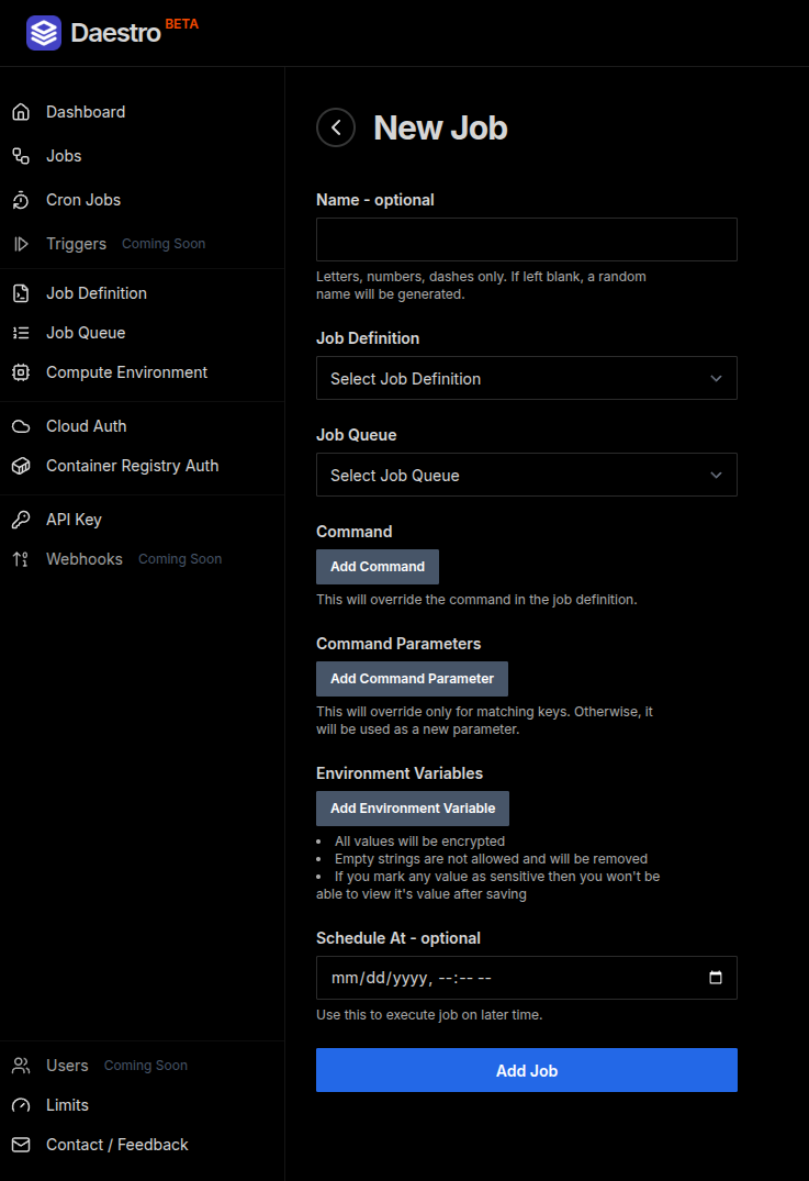 Daestro Console Job Submit